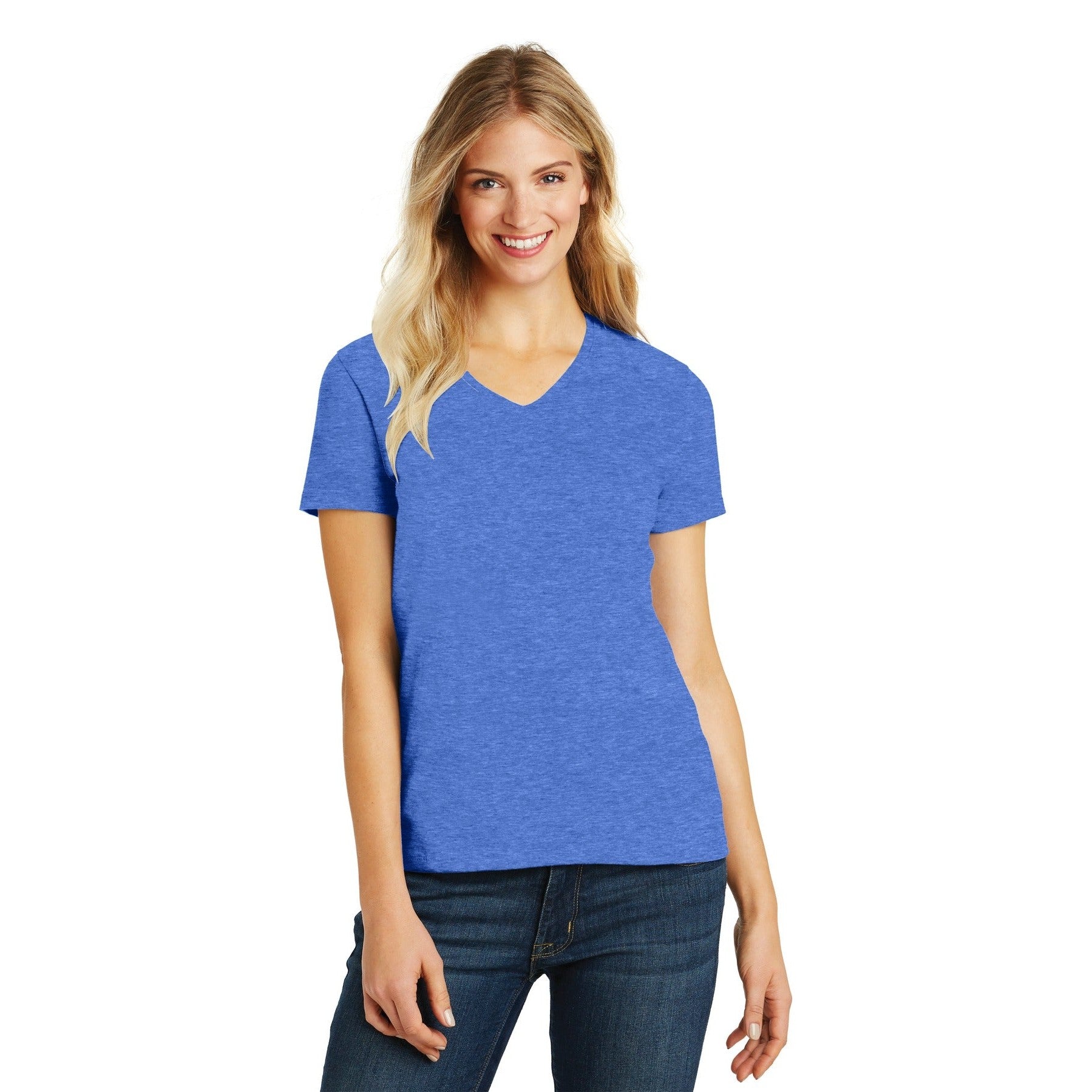 District-District® Women's Perfect Blend® CVC V-Neck Tee. DM1190L-MedTech-16